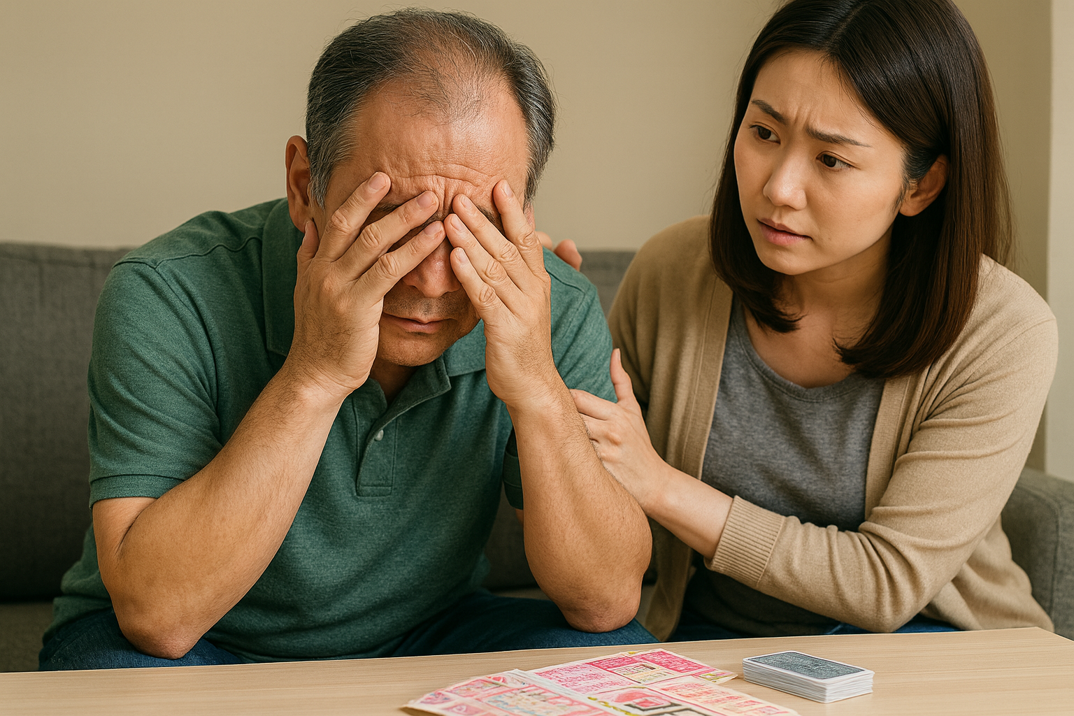 ギャンブル依存症の本人を家族が支えるイメージ画像